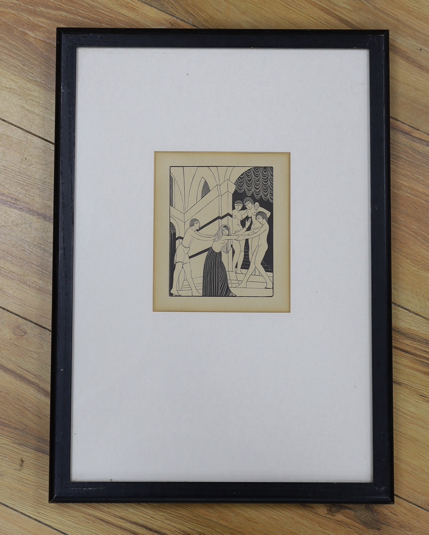 Eric Gill (1882-1940), wood engraving, 'The Harem', see reference - Engravings by Eric Gill, Douglas Cleaverdon, Bristol, 1929 - PL 72, 12 x 9.5cm